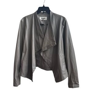 BB Dakota Tan Long Sleeve Open Front Faux Leather Jacket Size M